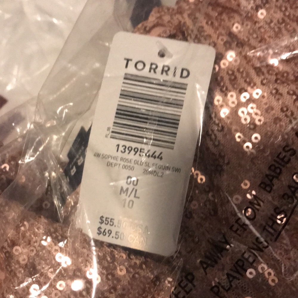 NWT Torrid Rose Gold Sequin Scoop Neck Foxy Cami 00/M/L 10 - Picture 4 of 4